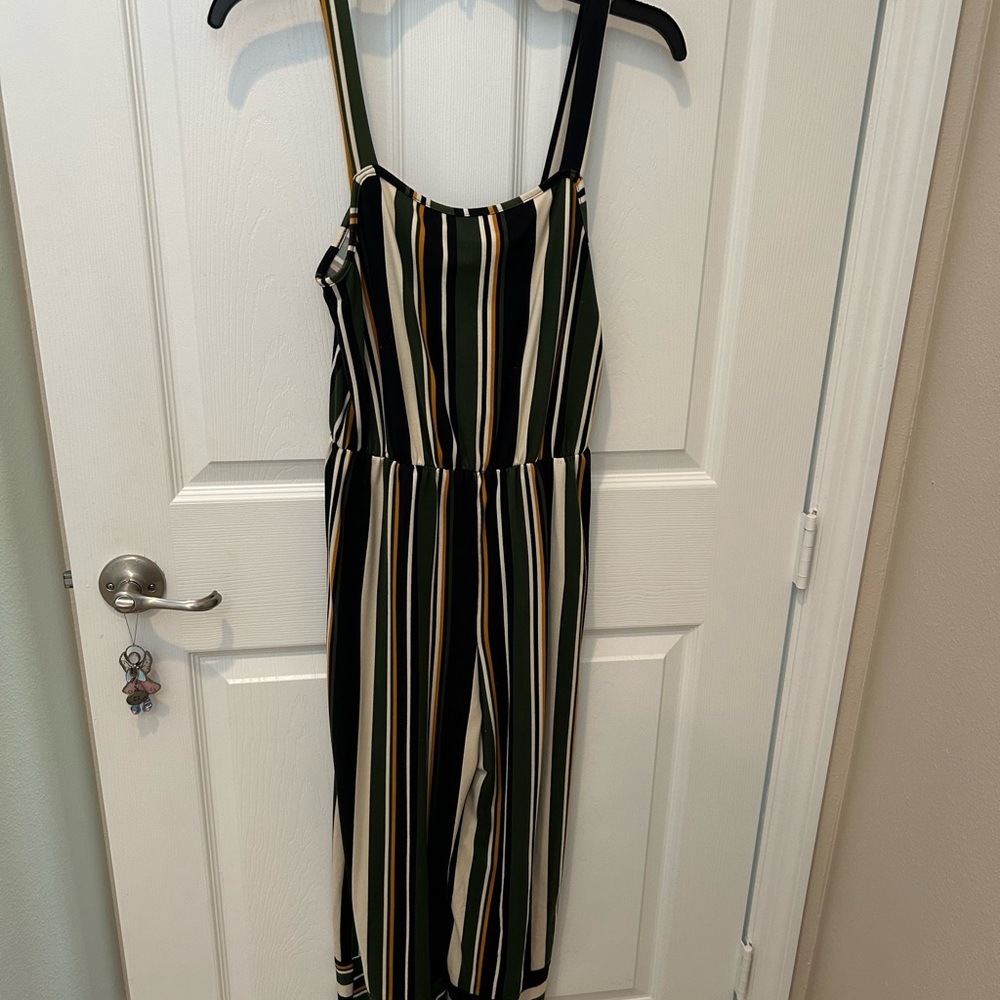 Summer jumpsuit! Multicolor slip on “comfy” Striped Jumpsuit